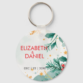 Watercolor Holly Christmas Wedding Schlüsselanhäng Schlüsselanhänger