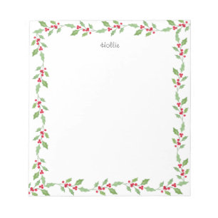 Watercolor Holly Garland Notizblock