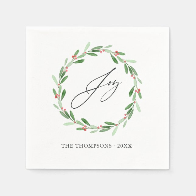 Watercolor Holly Jolly Christmas Party Serviette (Vorderseite)