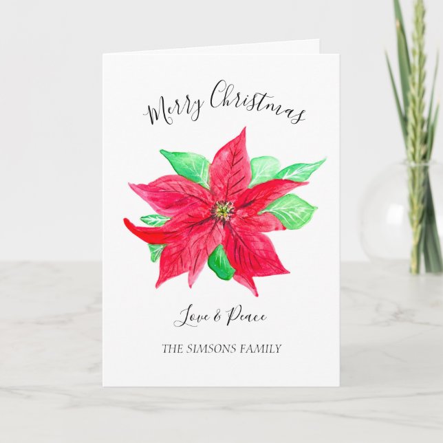Watercolor Holly Merry Christmas Tree Feiertagskarte (Vorderseite)