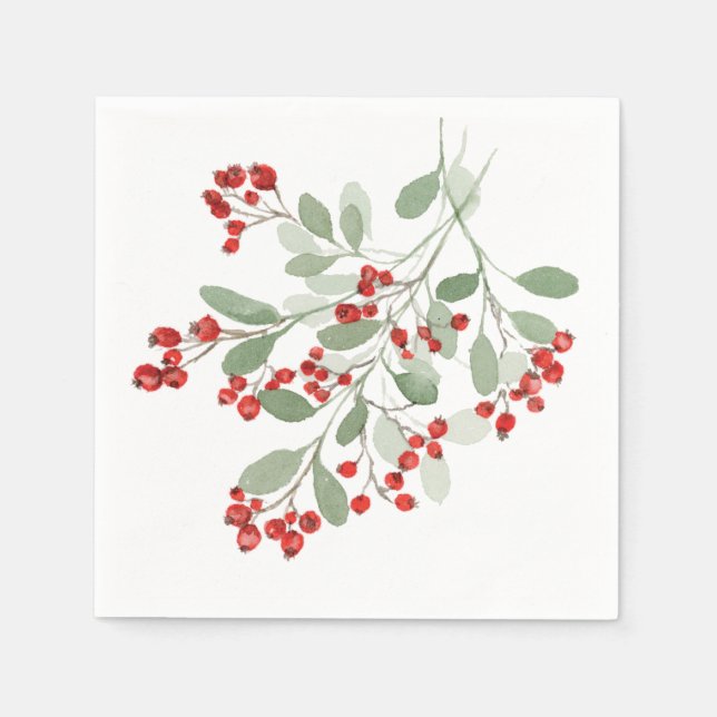 Watercolor Holly Serviette (Vorderseite)