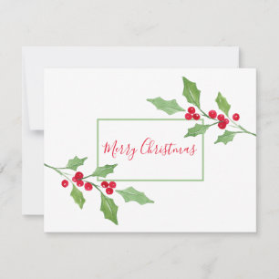 Watercolor Holly Sprig Karte