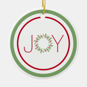 Watercolor Holly Wreath Keramik Ornament