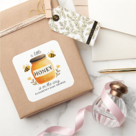Watercolor Honey & Bees Baby Shower  Quadratischer Aufkleber