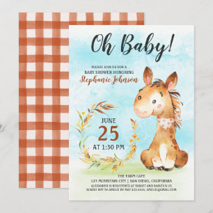 Watercolor Horse Baby Shower Farm Einladung