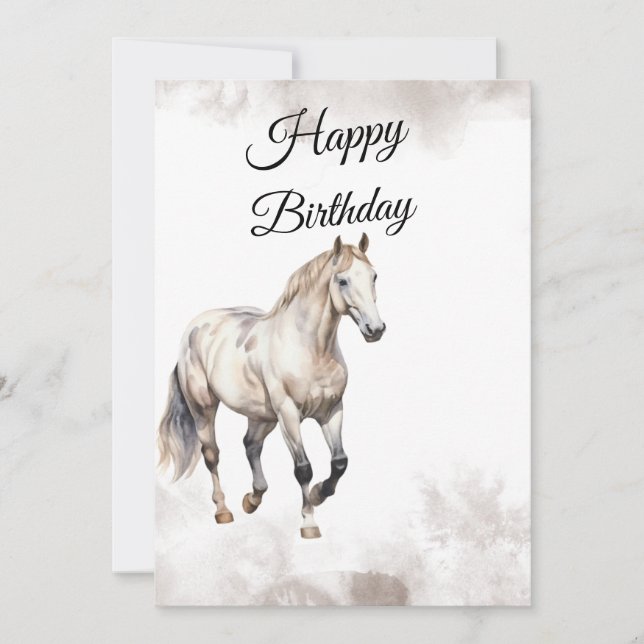 Watercolor Horse Birthday Greeting Card Einladung (Vorderseite)