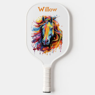 Watercolor Horst Head Modernes Monogram Pickleball Schläger