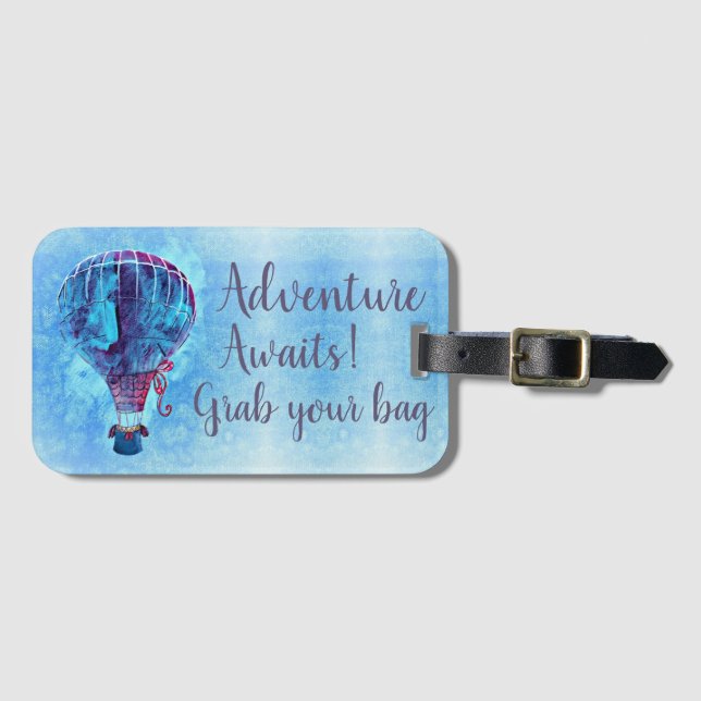 Watercolor Hot Air Ballon Erlebnis erwartet Gepäckanhänger (Vorderseite (Horizontal))