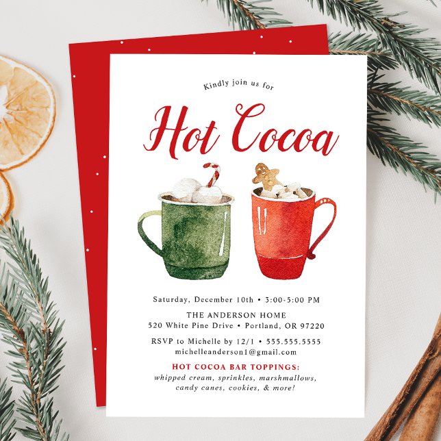 Watercolor Hot Cocoa Weihnachten Party Einladung (Von Creator hochgeladen)