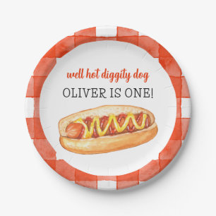 Watercolor Hot Dog 1. Geburtstag Pappteller