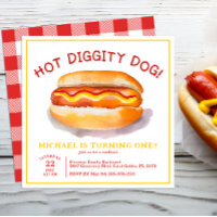 Watercolor Hot Dog Einladung zum Geburtstag - Kind