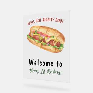Watercolor Hot Dog Kindergeburtstag Acrylschild