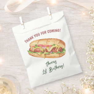 Watercolor Hot Dog Kindergeburtstag Vielen Dank Geschenktütchen