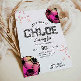 Watercolor Hot Pink Fußball Einladung zum Geburtst