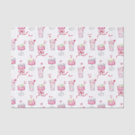 Watercolor Hot Pink Mahjong Cocktails Seidenpapier