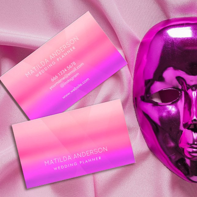 Watercolor Hot Pink Modern Visitenkarte (#professionalminimalist #hotpink #neonhotpink #purpleandpink)