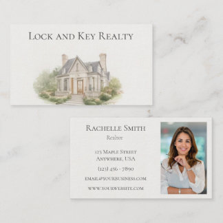 Watercolor House Realty Real Anwesen Agent Foto Visitenkarte