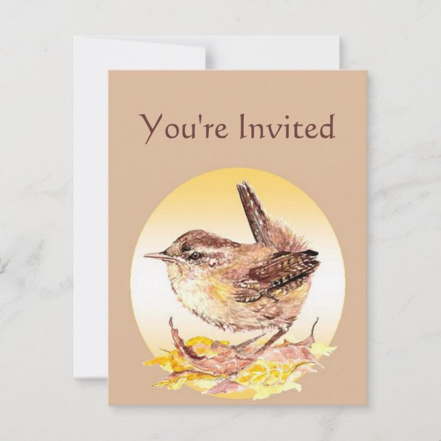 Watercolor House Wren Bird Birthday Party einladen Einladung (Vorderseite)