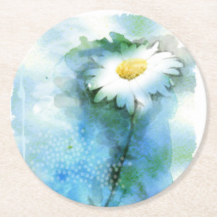 Watercolor-hübsches Gänseblümchen - alle Wahlen Runder Pappuntersetzer