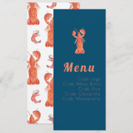 Watercolor Hummer Crawfish Menü Feiertagskarte