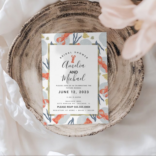 Watercolor Hummer Crustacean Brautparty Postkarte (Von Creator hochgeladen)