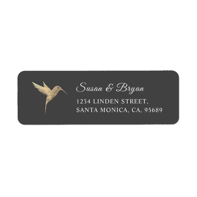 Watercolor Humming Bird Wedding Address Label (Vorne)