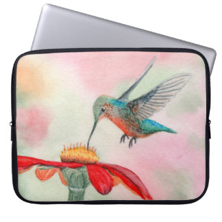 Watercolor hummingbird art laptop sleeve