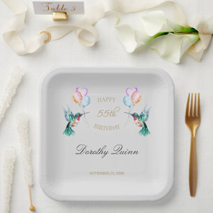 Watercolor Hummingbird Ballon Geburtstagsparty Pappteller