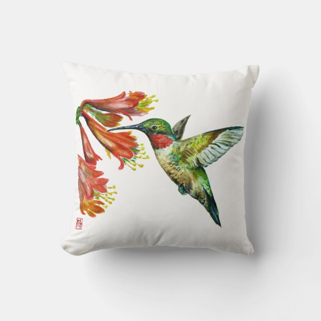 Watercolor Hummingbird Kissen (Vorderseite)