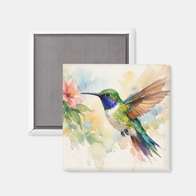 Watercolor Hummingbird Magnet (Vorderseite/Rückseite)