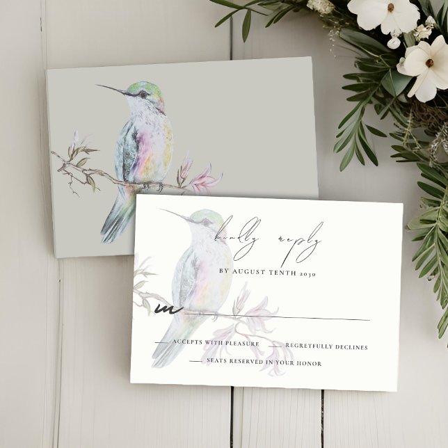 Watercolor Hummingbird Wedding RSVP Response Card (Von Creator hochgeladen)