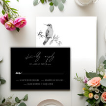 Watercolor Hummingbird Wedding RSVP Response Card