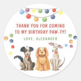 Watercolor Hund Erste Geburtstagsparty DANK Runder Aufkleber