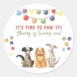 Watercolor Hund Erste Geburtstagsparty Runder Aufkleber