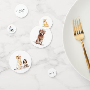 Watercolor-Hunde-Baby feiern Party Konfetti