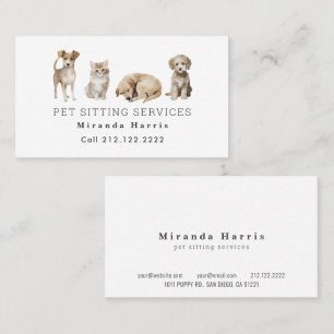 Watercolor Hunde & Katzen Pet Sitter Hundespazierg Visitenkarte