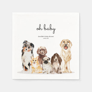 Watercolor-Hundeparty oh Baby Serviette