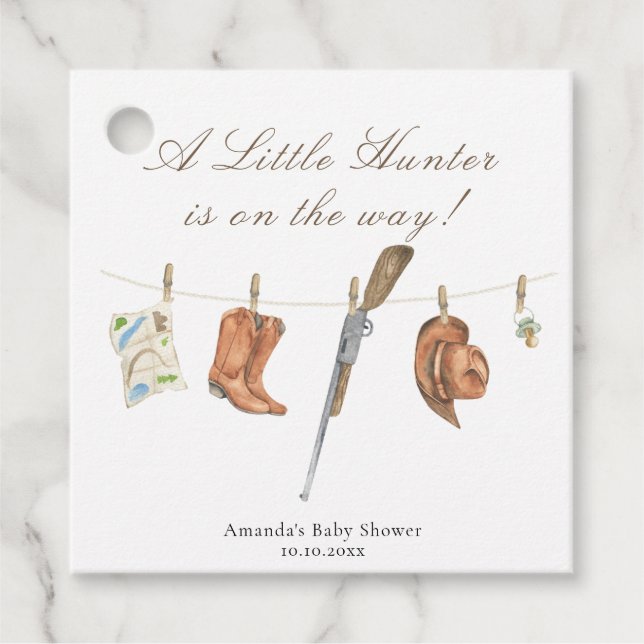 Watercolor Hunter Baby Shower Geschenkanhänger (Vorderseite)
