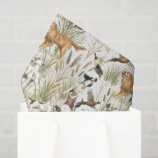 Watercolor Hunting Dog Pattern | Rustic Woodland Seidenpapier