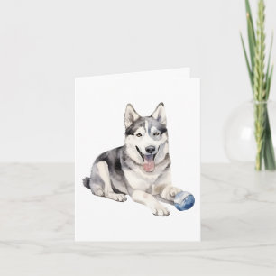 Watercolor Husky Dog Dankeskarte