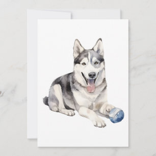 Watercolor Husky Dog Feiertagskarte