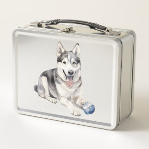 Watercolor Husky Dog Metall Brotdose