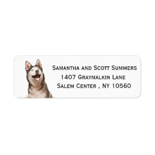 Watercolor Husky Malamute Dog Return Address
