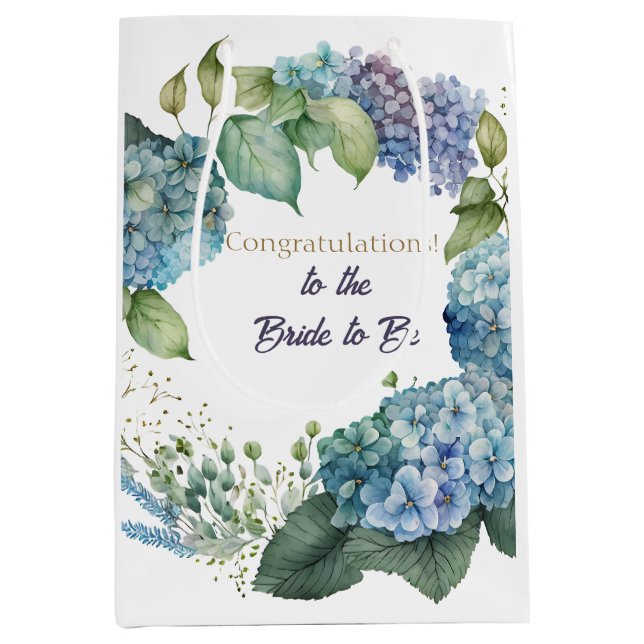 Watercolor Hydrangeas “Congratulations”  Mittlere Geschenktüte (Vorderseite)