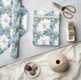 Watercolor Hydrangeas “Congratulations” Wrapping Geschenkpapier
