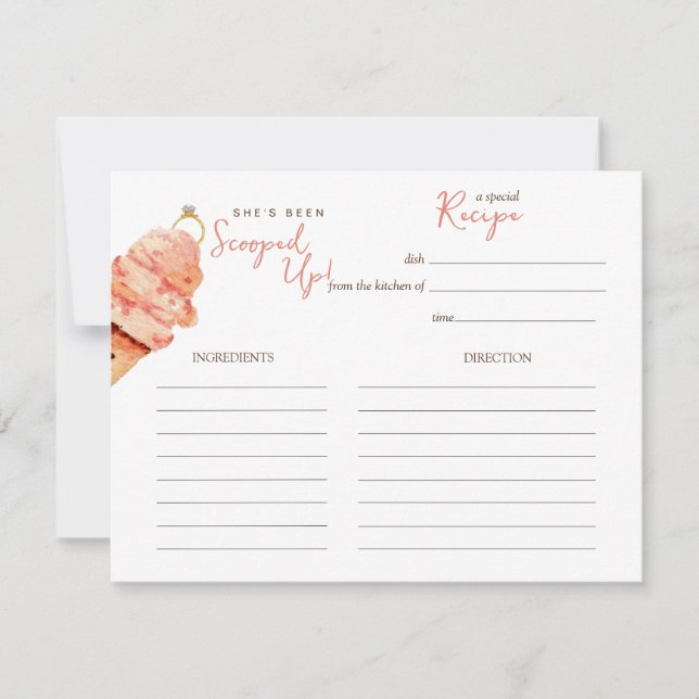 Watercolor Ice cream Bridal shower Recipe card Mitteilungskarte (Vorderseite)
