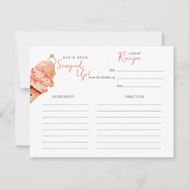 Watercolor Ice cream Bridal shower Recipe card Mitteilungskarte (Vorderseite)