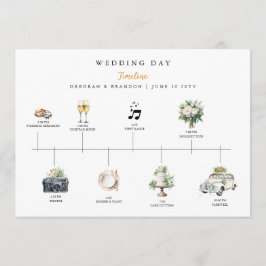 Watercolor Illustrated Wedding day Timeline  Programm
