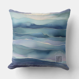 Watercolor Indigo Ocean Moon Nursery Pillow Kissen