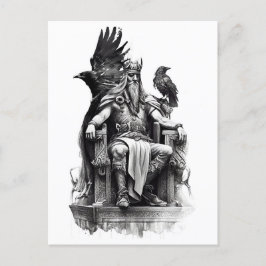 Watercolor ink pencil of norther god Odin Postkarte